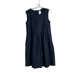 ‘S MaxMara Navy Blue Ramie Cotton Blend Sleeveless Pleated Mini Dress Size 6